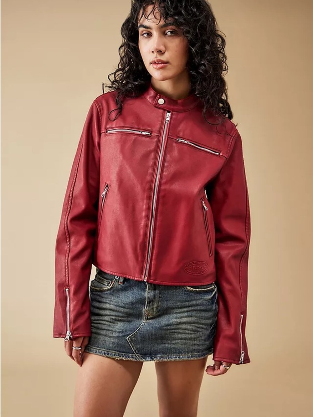 BDG Bob Red Faux Leather Jacket